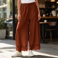 thumbnail image 2 of Tqcoqu Women's High Waisted Wide Leg Cropped Lace Hem Pants, Drawstring Casual Lightweight Trousers with Pockets, 2 of 9