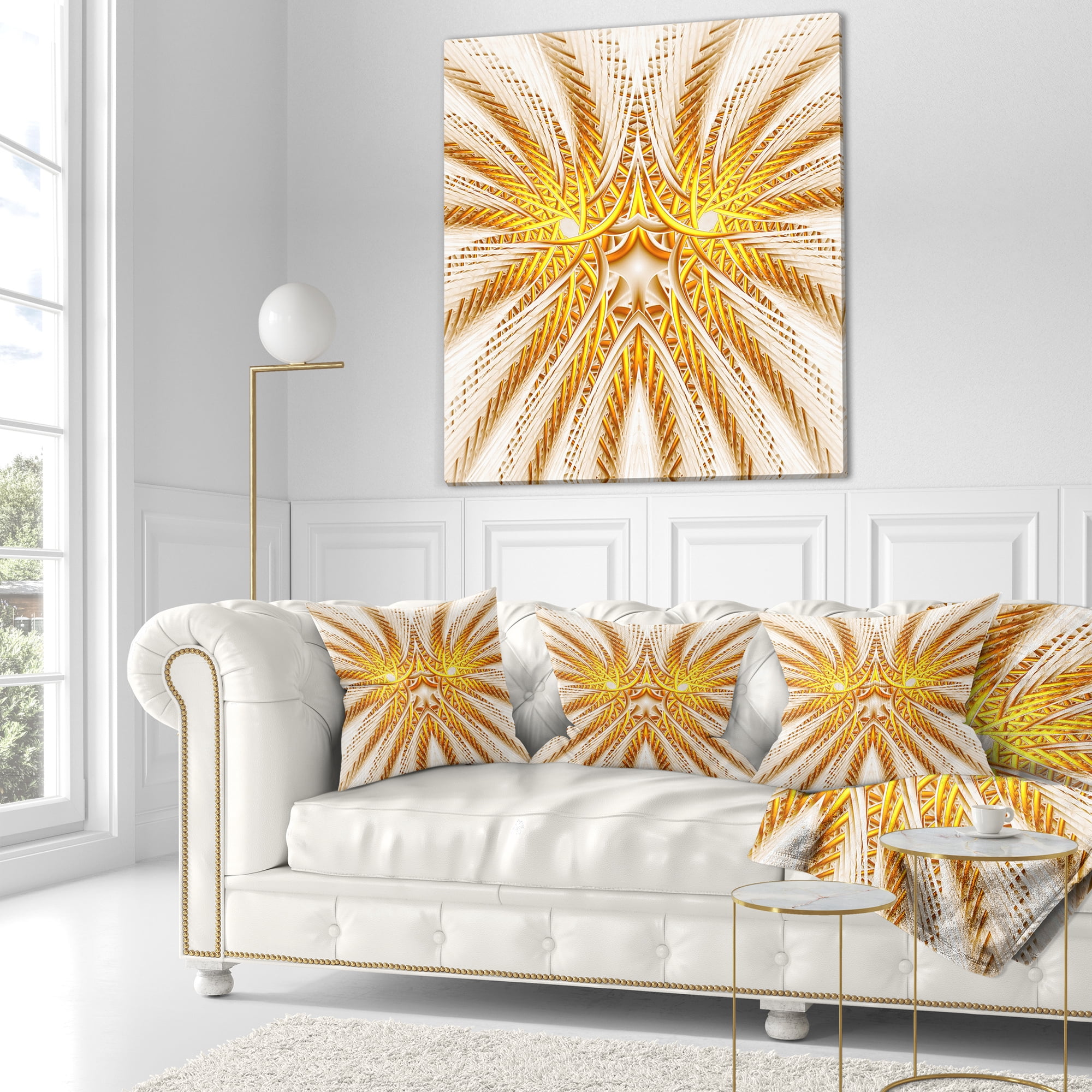 Designart 18" x 18" Yellow Polyester Throw Pillow