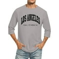 thumbnail image 1 of T-Shirts pour Hommes Manches 3/4 Lettre Nom de Ville Col Ras du Cou Confortable Couleur Unie Coupe Gris Hauts d'Automne Taille P, 1 of 4