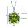 thumbnail image 5 of Gem Stone King 10K White Gold Green Peridot and White Diamond Pendant Necklace for Women (1.90 Cttw, Gemstone August Birthstone, Cushion Cut 7MM, with 18 inch Chain), 5 of 5