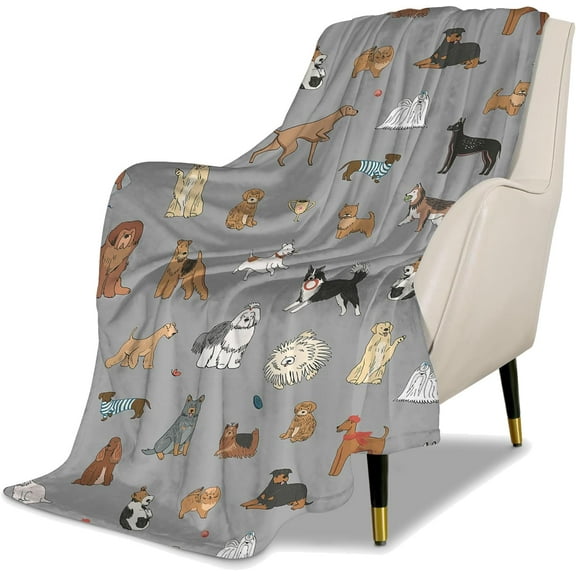 Kids Cute Dogs Puppies Print Cartoon Throw Blanket for Boys and Girls 50"X40" Blanket with Dogs on It Suitable for All Season