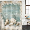 thumbnail image 3 of Teal Coastal Waterproof Fabric Shower Curtain,Vintage Ocean Beach Shell Nautical Waterproof Fabric Shower Curtain for Bathroom Curtains Bathtubs Hotel Shower Curtains with 12 Hooks Long 72x78in, 3 of 8