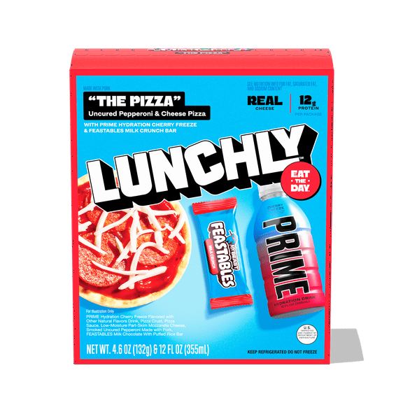 Lunchly Meal Kit, Pizza Party with Feastables Chocolate and Prime Hydration