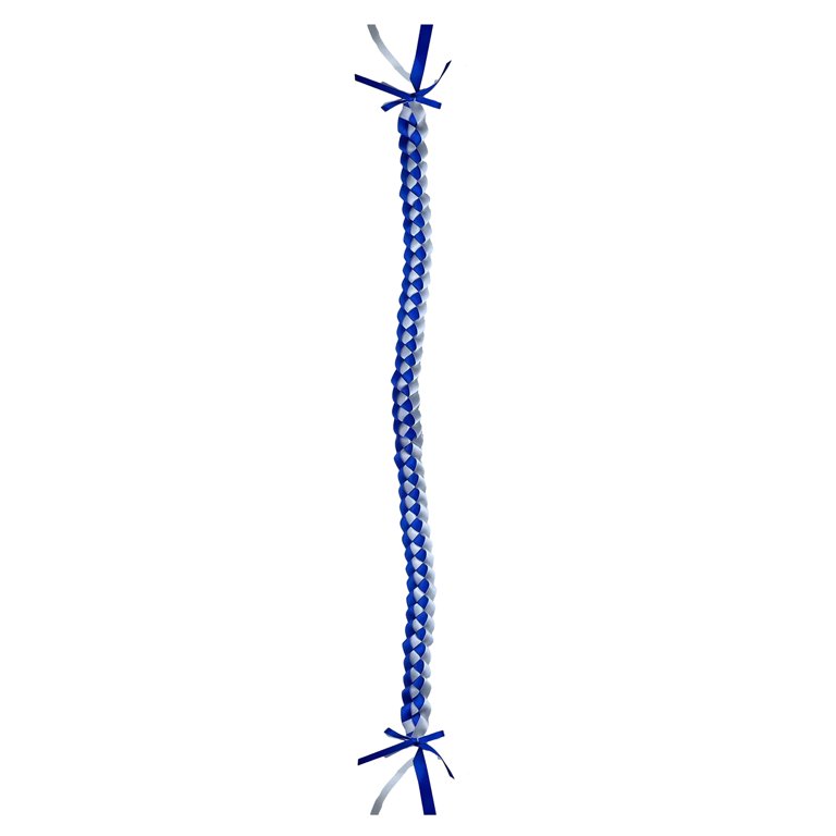 Class Of 2024 Graduation Lei Ribbon - 2 Rolls White & Blue Braided Necklace Ribbon, 0.6 Inch X 100 Yards Each, Perfect For DIY Graduation Party Decor