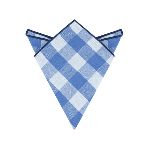 INSPIRE CHIC Men's Pocket Squares Checkered Handkerchiefs Buffalo Plaid for Wedding Party Blue White One Size