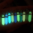 thumbnail image 4 of Colgante de joyería con forma de columna hexagonal de piedra luminosa de color resaltado, collar de bala con columna de doble punta de fluorita luminosa, 4 of 5