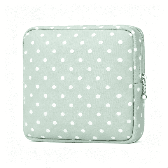 GASTROPOD Sanitary Pad Storage Bag Portable Period Bag for Teen Pads/Sanitary Napkins/Small Tampons, Sanitary Napkin Storage Bag First Period Gifts for Teen Girls (Green Dot)