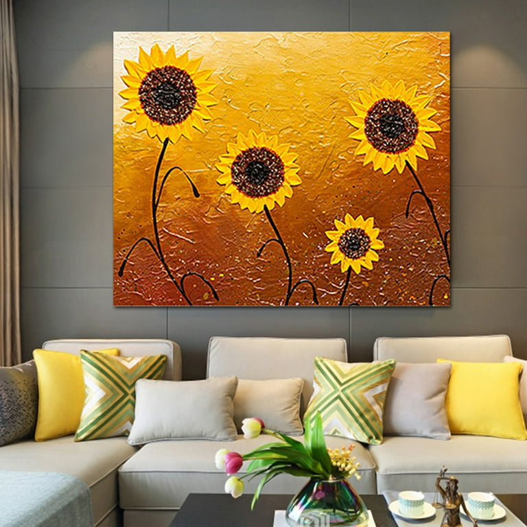 Oil Painting Wall Art Hand Painted Sunflower Canvas Paintings Home
