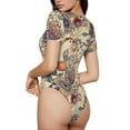 thumbnail image 3 of Naloa Floral With Birds And Fantasy Flowers Women's Short-Sleeved Onesie, One-Piece Swimsuit for Parties, dates, clubs - X-Large, 3 of 9