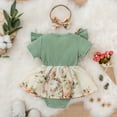 thumbnail image 3 of Gerichy Baby Girl Summer Floral Clothes Ruffle Sleeveless Romper Bodysuit Onesie Outfit Girls Short Sleeve Floral Prints Romper Summer Bodysuits Clothes Headbands Fly Sleeve Romper, 3 of 7