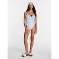 thumbnail image 2 of Kacey Lee Women's and Women's Plus Tie Neck Scoop Back One Piece Swimsuit, Sizes XS-3X, 2 of 5