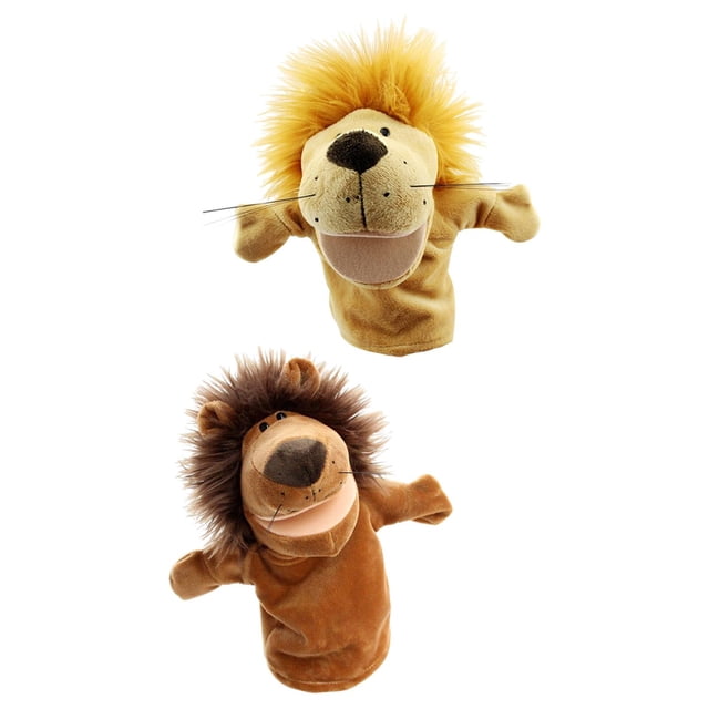 2 Marionetas de Mano para Niños, Marionetas de Aprendizaje, Marionetas de Peluche Decorativas para Juegos de Rol, Juguetes para Cumpleaños, Guarderías León y león amarillo