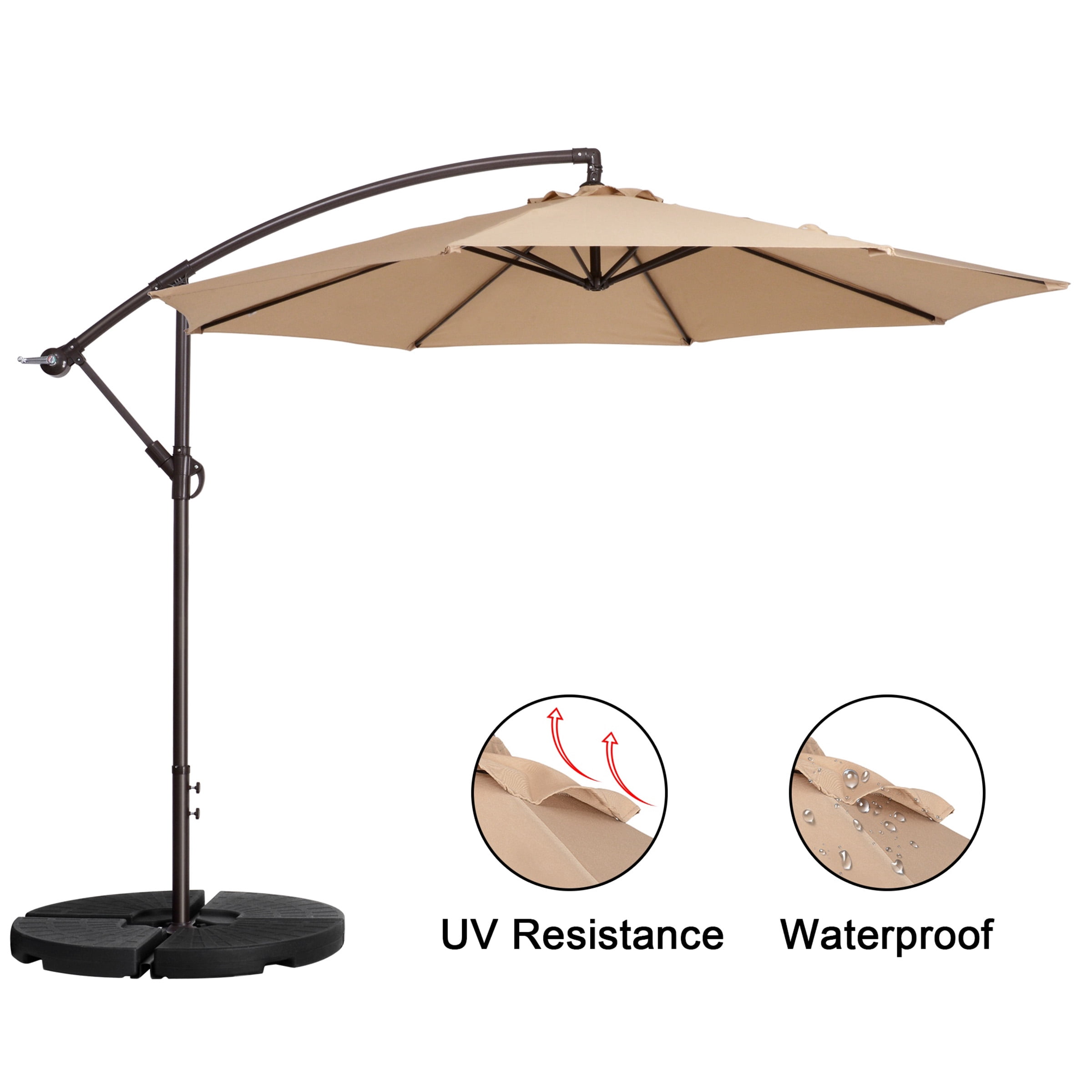 Villacera Cantilever Umbrella - 10FT Offset Outdoor Patio Umbrella with Tilt, Beige