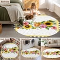 thumbnail image 5 of Round Area Rug 3 Ft, Sunflower Washable Non-Slip Circle Carpet for Living Room/Bedroom, Pink Yellow Floral Elegant Pastoral Botanical Low-Profile Small Floor Mats Collection Rugs for Indoor, 5 of 7