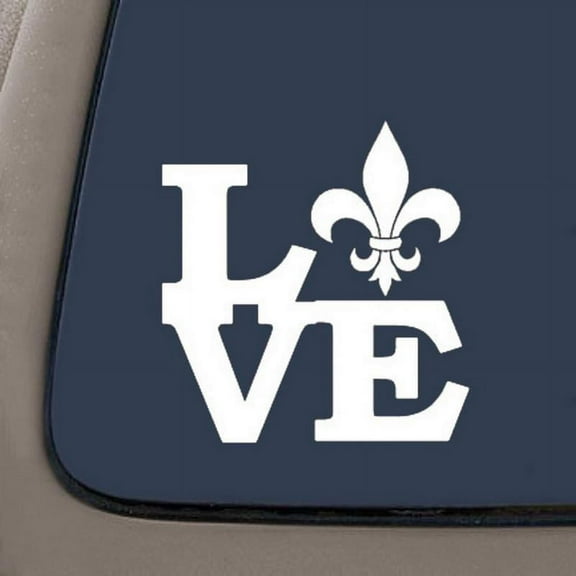 Fleur De Lis Love Decal | 5.2" X 5" | Vinyl Decal | Lousiana French New Orleans Decal | Car Truck Van SUV Laptop Macbook Wall Decals