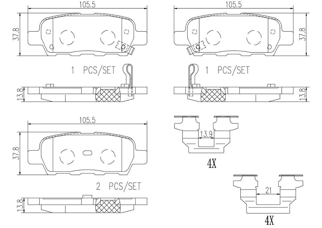 Brembo P56046N Premium NAO Ceramic OE Equivalent Pad
