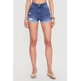 thumbnail image 3 of Women's WAX Distressed Fixed Cuff Denim Shorts, 3 of 4