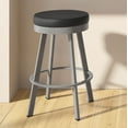 thumbnail image 3 of Amisco Swice 30 In. Swivel Bar Stool - Black Faux Leather / Metallic Grey Metal, 3 of 7