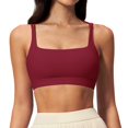 thumbnail image 3 of VISALY Racerback Athletic Sports Bra High Support Stretch Fit Top Gym Running Training Sports Bra Square Neck Bralette Supportive Unlined No Underwire Wireless Padded Yoga Workout Bra Tops Wine S, 3 of 9