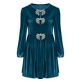 thumbnail image 6 of Women's Elegant Velvet Dress With Diamond Bow & Side Pockets Long Sleeve Crew Neck Knee-Length 2025 Trendy Casual Outfits Soft Breathable Fabric, 6 of 6