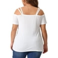 thumbnail image 4 of DARING DIVA Women's Plus Short Sleeve Cold Shoulder Tops Blouses Shirt 2X White, 4 of 6