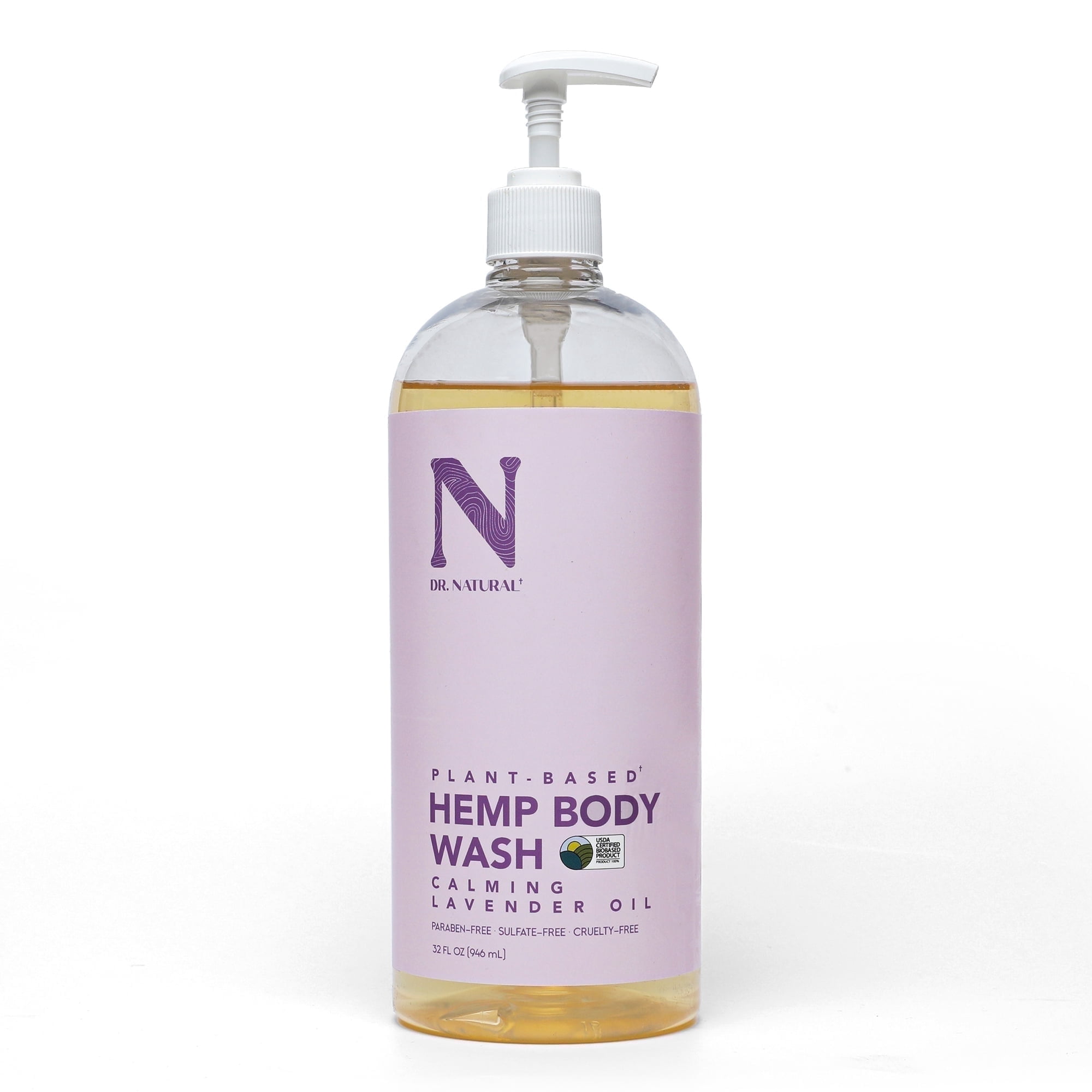 Dr. Natural Body Wash, Moisturizing Body Wash, Hemp with Lavender, 32 oz