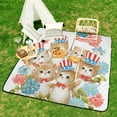 thumbnail image 6 of Patriotic Kittens Celebrate Freedom Together Picnic Blanket Waterproof Outdoor Beach Blanket Hand-held Pad Suitable for Travel, Camping, Beach, Family Gatherings, 6 of 7