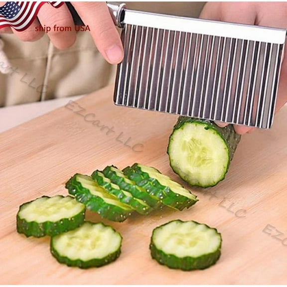 2Pcs Crinkle Veggie Potato Chip Cutter With Wavy Blade French Fry Kitchen Tool