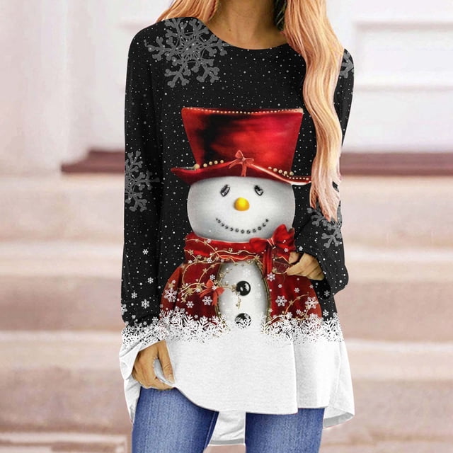 DPTALR Femmes Décontracté Manches Longues Col Rond Chandail Blouse Ample Style Ethnique Rétro Chemises Imprimées