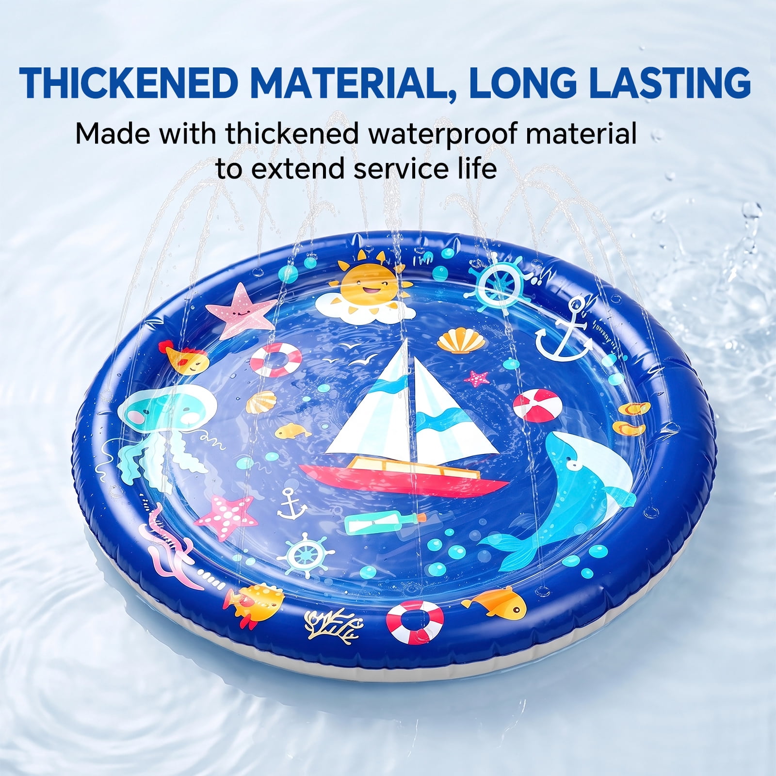 Pet Water Mat, 39.37" Summer Cool Water Sensory Play Mat, Thickened Inflatable Cooling Waterbed, Anti-Scratch Leak Proof Pad for Cats Dogs, Blue
