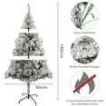 thumbnail image 2 of 6 Ft Premium Snow Flocked Full Artificial Frosted White Fake Christmas Tree, Reinforced Metal Base, Home, Office, Party, Holiday Indoor Decoration, 2 of 7