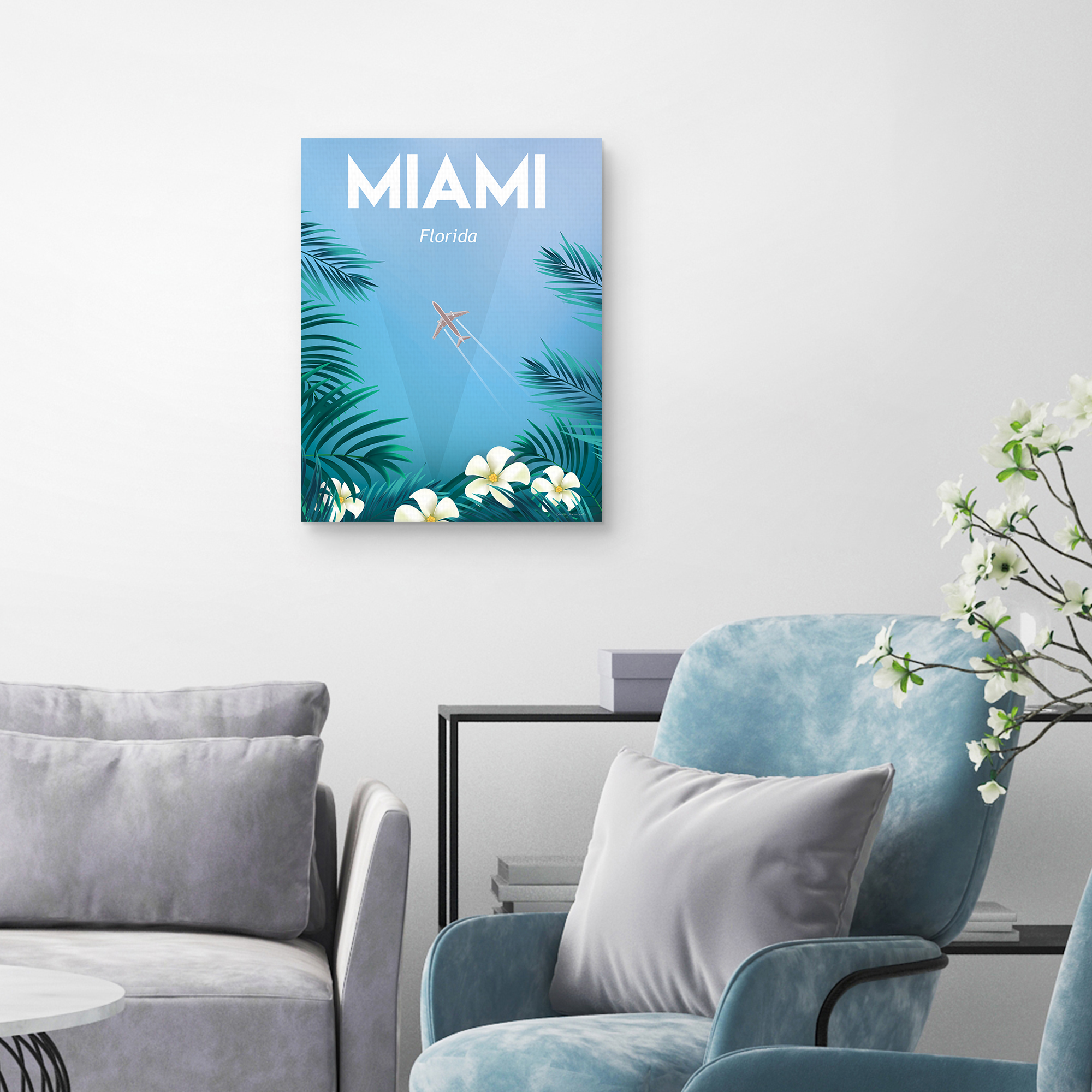 Masterpiece Art Gallery Miami Cities Canvas Art Print, 22" x 28", by Omar Escalante