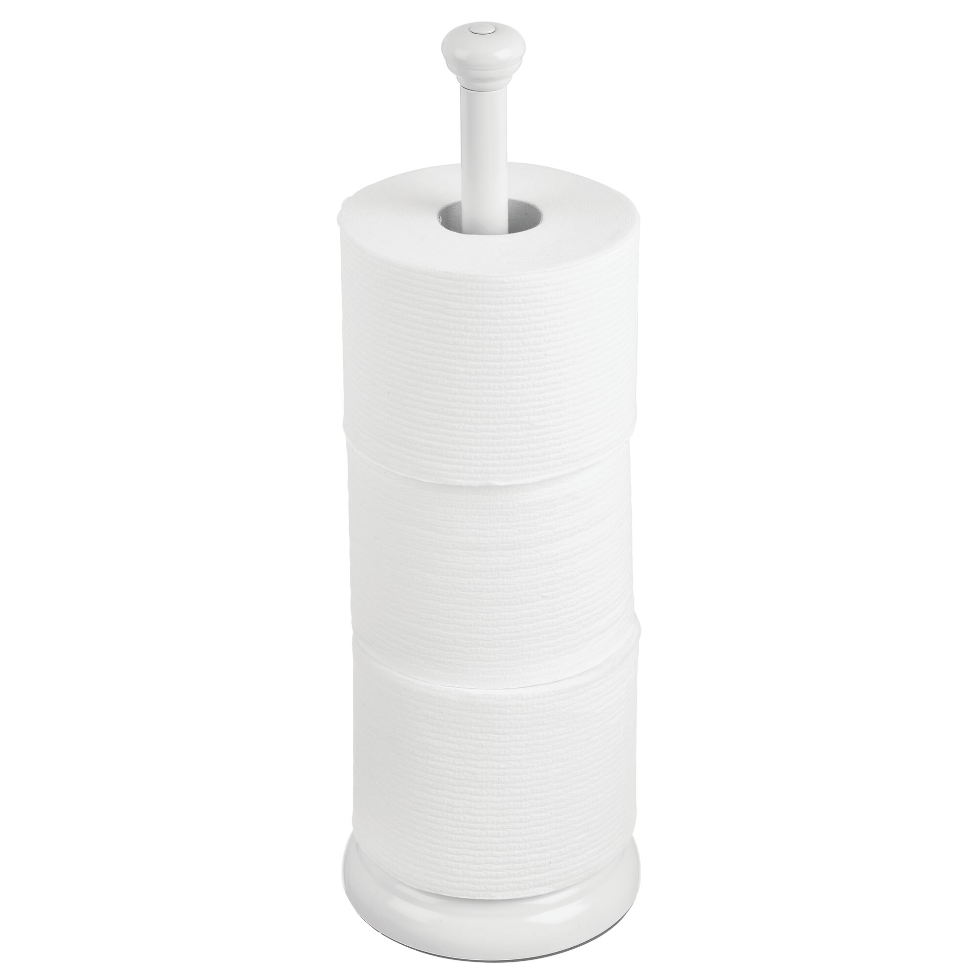 mDesign Metal Free-Standing Toilet Paper Holder - White