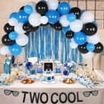 thumbnail image 2 of Two Cool Birthday Party Supplies 2nd Birthday Decorations for Boys Blue Black White Balloon Garland Arch Kit Sunglasses Banner, 2 of 7