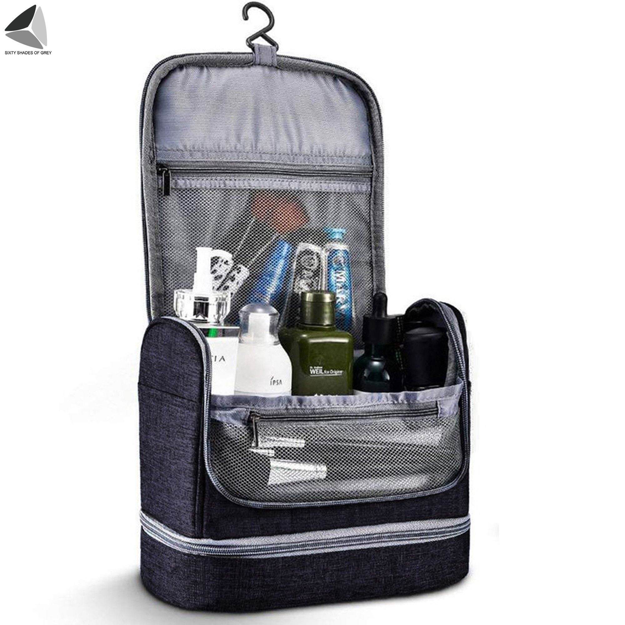 PULLIMORE Large Hanging Toiletry Bag for Women and Men, Travel Toiletry Bag Organizer for Toiletries, Cosmetics, Makeup Bag with Mesh (Black)