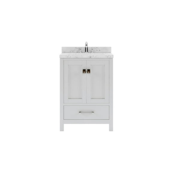 Caroline Avenue 24" Single Bath Vanity in White with Cultured Marble Quartz Top and Square Sink