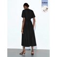 thumbnail image 5 of Black V-Neck Wrap Maxi Dress With Tie Waist And Kimono Sleeves, 5 of 8