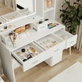 thumbnail image 2 of Segmart White Dressing Table with LED 3-Color Lighted Mirror, Power Outlet, 5 Drawers & Stool, Modern Vanity Desk for Bedroom with Storage Shelf, 2 of 8