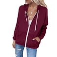 thumbnail image 6 of Staron Women's Lightweight Sun Protection Jacket Long Sleeve UPF Hooded Casual Zippered Front with Pockets Spring Summer Fall Beach Travel Outerwear, Wine XXL, 6 of 7
