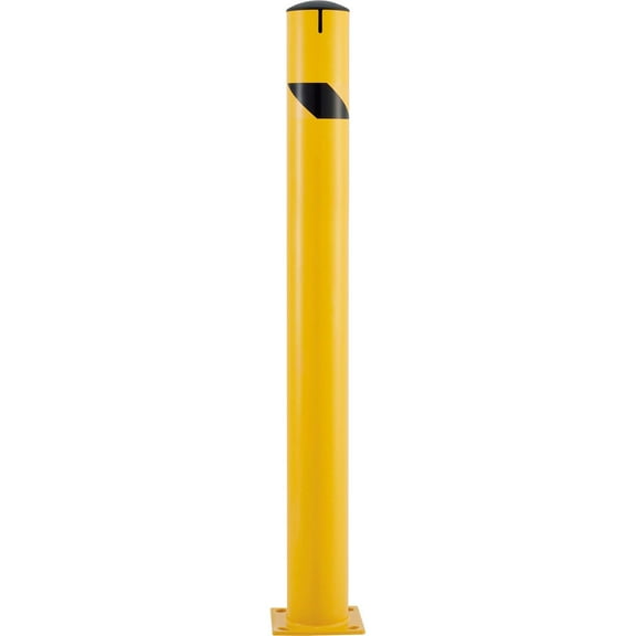 Global Industrial Steel Bollard w/Chain Slots & Removable Cap, 5-1/2"Dia. x 60"H, Yellow