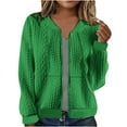 thumbnail image 3 of UVEASISHA Long Sleeve Sweater Jackets for Women Zip Up Cable Knit Casual Open Front Sweaters Regular Fit Solid Fall Outerwear with Pocket Green XXL, 3 of 7