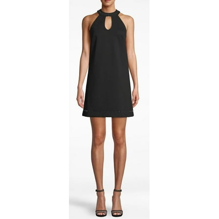 Nicole Miller Artelier BLACK Ponte Nailhead Keyhole Dress, US Small