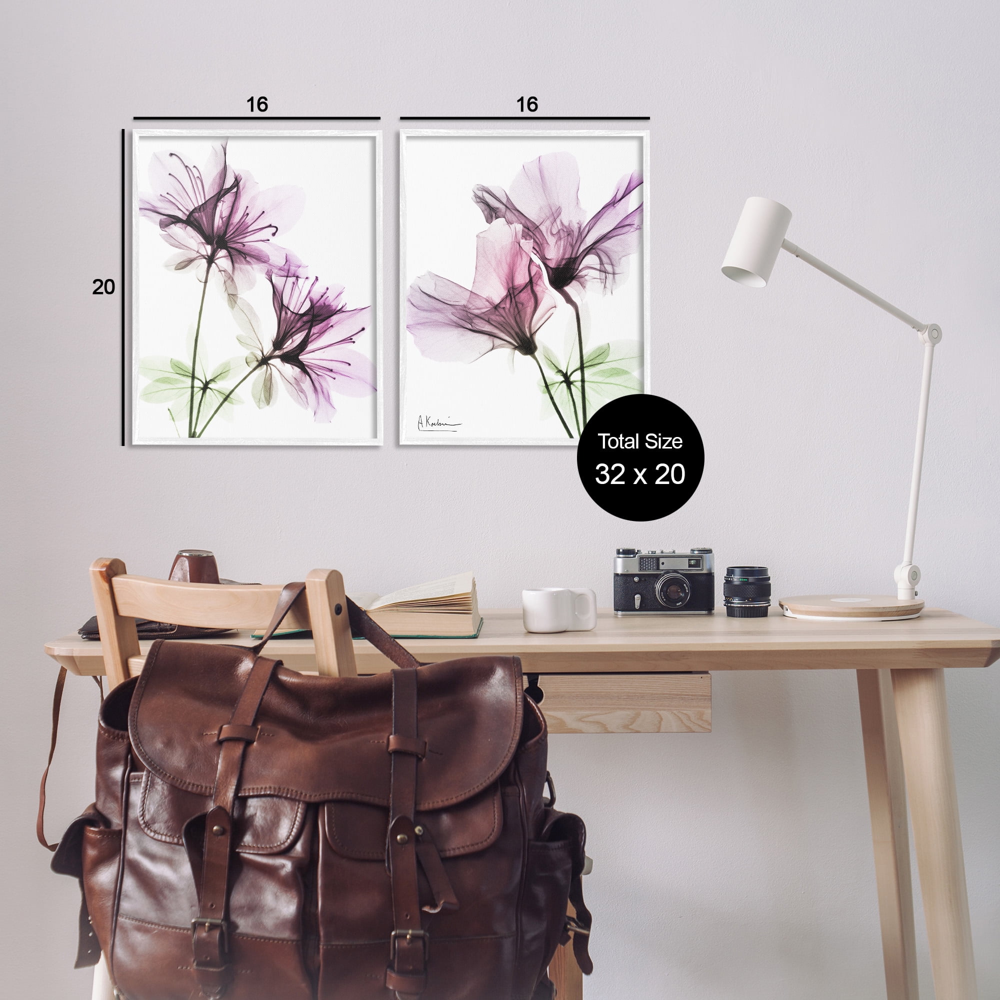 Stupell Industries Purple Flower Bloom Design Botanical & Floral Photography White Framed Art Print Wall Art, 16 x 20, Set of 2