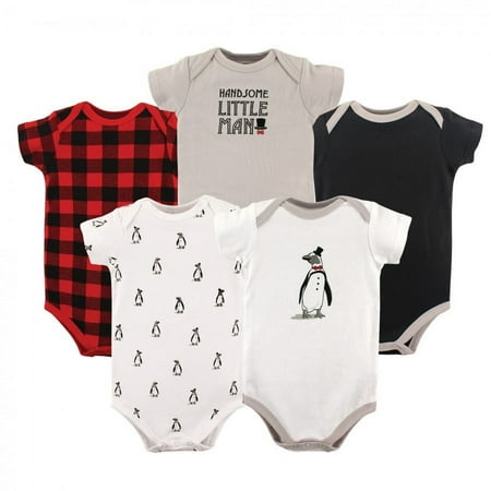 UPC: 0660168513837 | Hudson Baby Infant Boy Cotton Bodysuits 5pk Penguin 3-6 Months