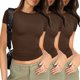 thumbnail image 2 of Camiseta básica de manga corta ajustada para mujer: camiseta de poliéster ajustada, top informal de verano, tallas S-XXL, estampado floral, apta para múltiples ocasiones, 2 of 6