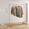 thumbnail image 1 of Heavy Duty Z-Base Coat Rack – 600lb Capacity, Extra Long Extendable Bar, Lockable 360° Wheels, Steel Entryway Organizer – Orange,165×61×180CM, 1 of 7