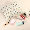 thumbnail image 4 of Unique Bargains Floral Makeup BagLarge Capacity Cosmetic Pouch Beige Orange, 4 of 7