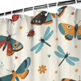 thumbnail image 3 of Butterfly and Dragonfly Orange Pattern Modern Waterproof Shower Curtain Set with 12 Hooks, Washable Decorative Bathroom Shower Curtain, 3 of 6