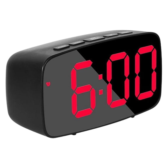 Reloj Despertador LED con Superficie de Espejo, Modo de Repetición, Escritorio Moderno, Pantalla de Brillo de 2 Niveles, Reloj para Dormitorio, , Luz roja Sunnimix Reloj digital