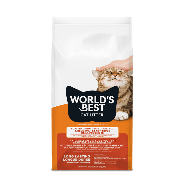 World's Best Cat Litter Natural Clumping Low Tracking & Dust Control Corn Cat Litter, Unscented, 15 lb Bag
